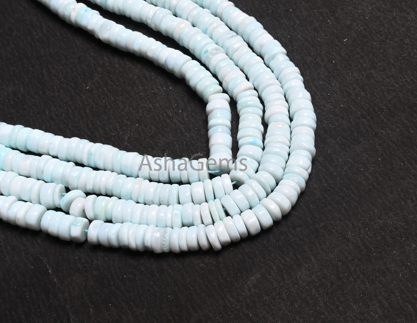 6 mm Beautiful Light Peru Blue Opal Smooth Tyre Handmade Beads, Sky Blue Opal Plain Flat Wheel Shape Gemstone Opal Bead Jewelry Making Craft