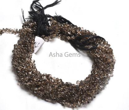 Beautiful Smoky Quartz Smooth Handmade Drops Gemstone Beads,Smoky Plain Handmade Tiny Teardrop Handmade Smoky Bead Jewelry Making Craft SALE