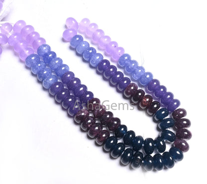Beautiful Multi Blue Jade Quartz Smooth Rondelle Gemstone Beads,8 mm Disco Shaded Blue Brown Lavender Color Quartz Bead Jewelry making Craft (AG 12306)