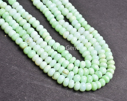 Amazing Parrot Green Opal Smooth Gemstone Beads, Pistachio Green Opal Plain Handmade Uneven Rondelle Bead Pastel Opal Beads For Jewelry SALE