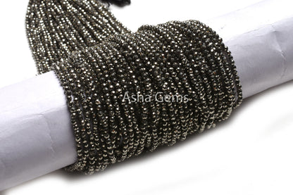 Beautiful Natural Pyrite Micro Cut Rondelle Faceted Gemstone Beads 3 mm AAA Quality Copper Pyrite machine Cut Rondelle Beads Crafts Jewelry