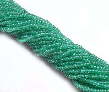 Fine Quality Green Onyx Smooth Rondelle Gemstone Beads, Onyx Beads, Beautiful Green Onyx Plain Roundelle Shape Handmade Beads Jewelry making (AG 12287)