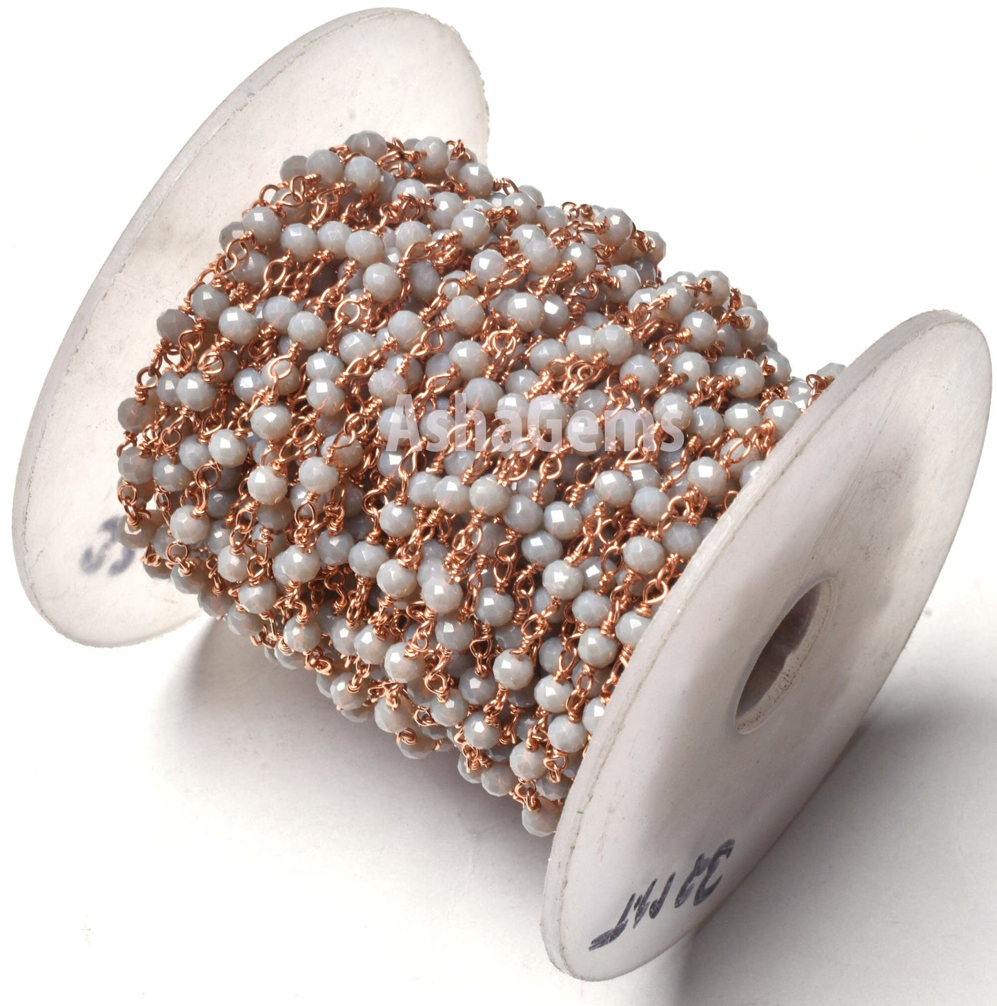 AAA Grey Moonstone Hydro Rondelle Faceted Beads Rosary Chain By Feet,3 mm Rose Gold Plated Wire Wrap Chains For Jewelry Making Necklace SALE