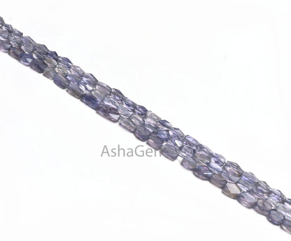 14" Natural Blue Iolite Faceted Rectangle Shape Gemstone Beads, Iolite Indian Cut fancy Long Rectangle Briolette handmade Beads Jewelry SALE