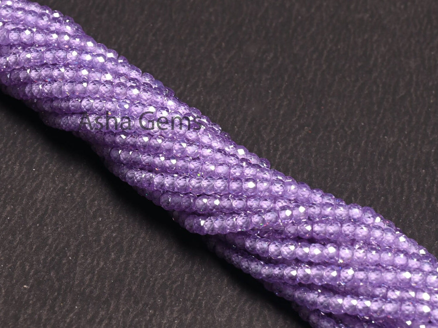 Beautiful Lavender Blue Zircon Micro Cut faceted Beads,3 mm Light Purple Zircon Machine Cut Rondelle Beads,12.5" lavender Cubic Zircon Beads