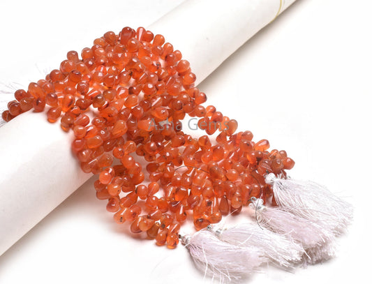 8" Strand Red Carnelian Smooth Handmade Drop Beads Uneven Plain Handmade Teardrop Side Drill Gemstone carnelian Beads Jewelry making SALE