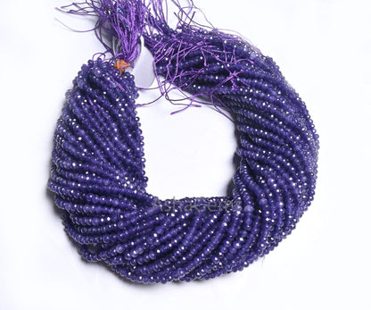Beautiful Purple Blue Jade Quartz Faceted Rondelle Beads,4.5 mm Amethyst Color Jade Machine Cut Beads, Jade Quartz Beads Jewelry Crafts SALE (15390 c)