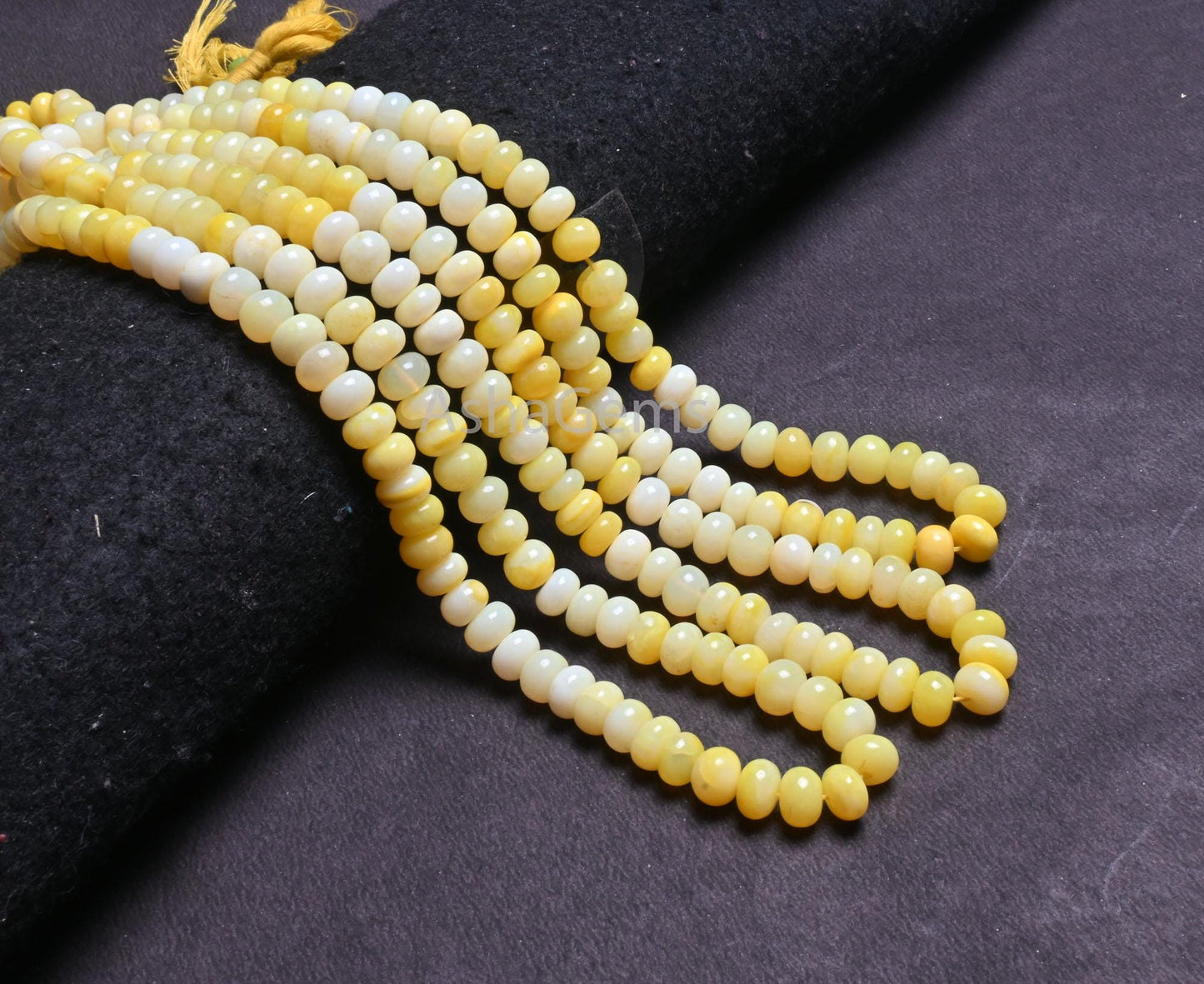 Beautiful Yellow Opal Smooth Rondelle Shape Beads,16" AAA Quality Shaded Pastel Yellow Opal Plain Handmade Gemstone Beads Jewelry Craft Sale