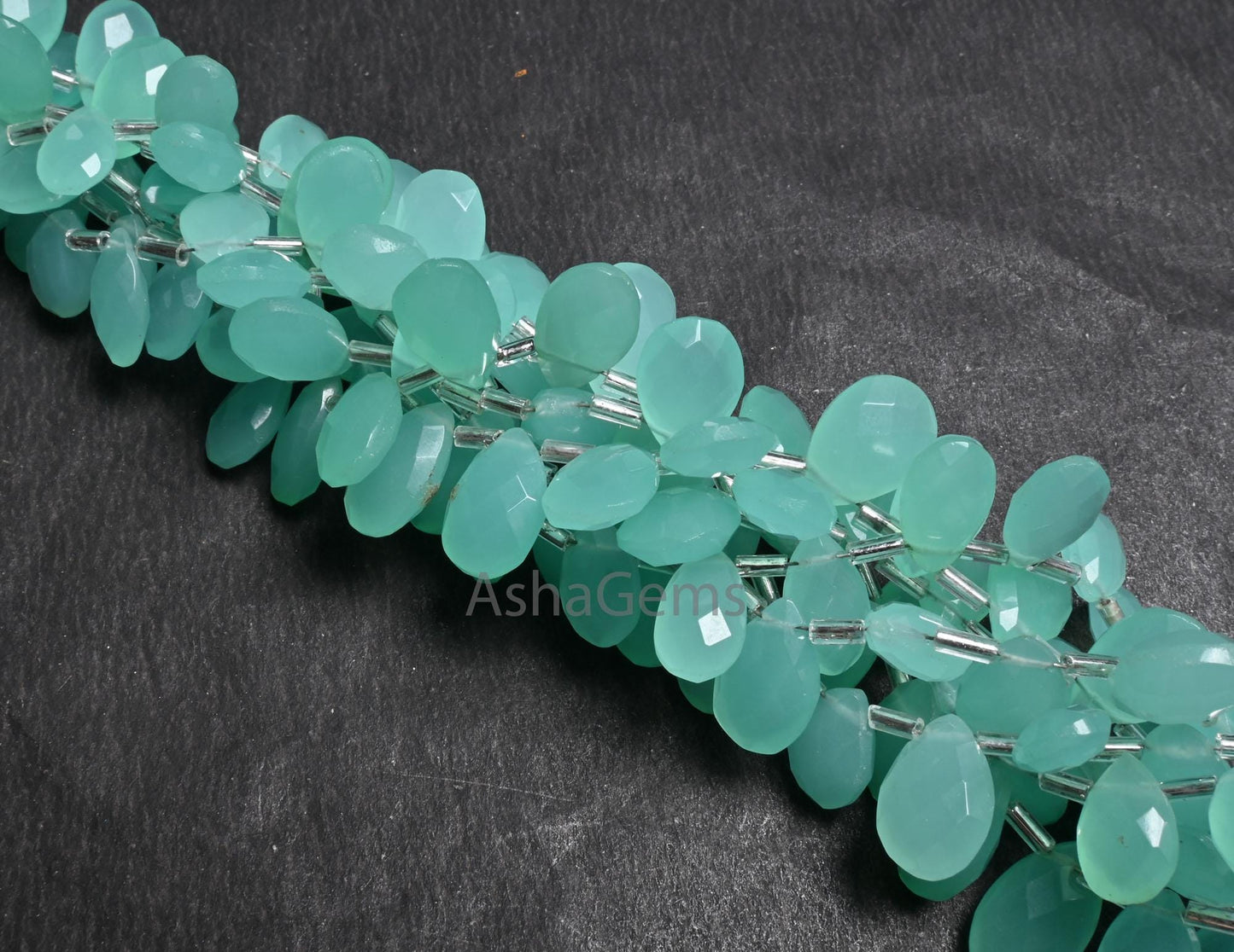 Beautiful Sea Green Chalcedony Color Hydro faceted Pears Beads, AAA Quality Green Hydro Teardrop Checker Cut Briolette Beads Jewelry Makings
