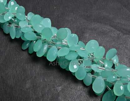 Beautiful Sea Green Chalcedony Color Hydro faceted Pears Beads, AAA Quality Green Hydro Teardrop Checker Cut Briolette Beads Jewelry Makings