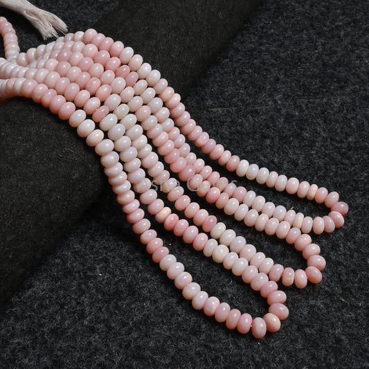 Beautiful Pink Opal Smooth Rondelle Gemstone Beads, Fine Quality Shaded Pink Opal Handmade Roundelle Beads, Opal Bead Jewelry Necklace Craft