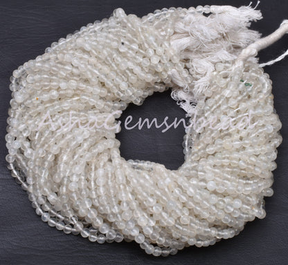 13"Strand Natural White Moonstone Smooth Round Gemstone Beads,4,4.5 mm AAA Quality Milky Moonstone Round Ball Beads Jewelry Making Moonstone