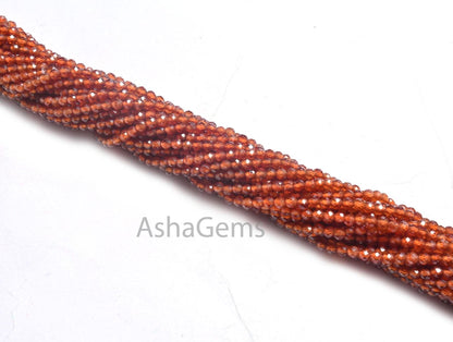 2.4mm Natural Brown Hessonite Garnet Faceted Rondelle Shape Gemstone beads Authentic Hessonite, Brown Garnet Micro Faceted tiny Bead Jewelry