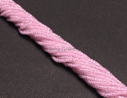 3 mm AAA Quality Pink Zircon Micro Faceted Rondelle Beads, Pink Zircon Machine Cut Beads,12.5" Fine Zircon Machine Cut Beads Jewelry Makings