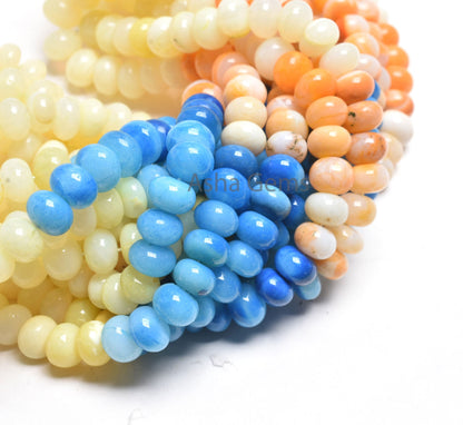 AAA Multi Color Shaded Opal Smooth Rondelle Beads, Rainbow Opal Beads, Disco Opal Plain Handmade Gemstone Loose Bead Jewelry Handicraft SALE