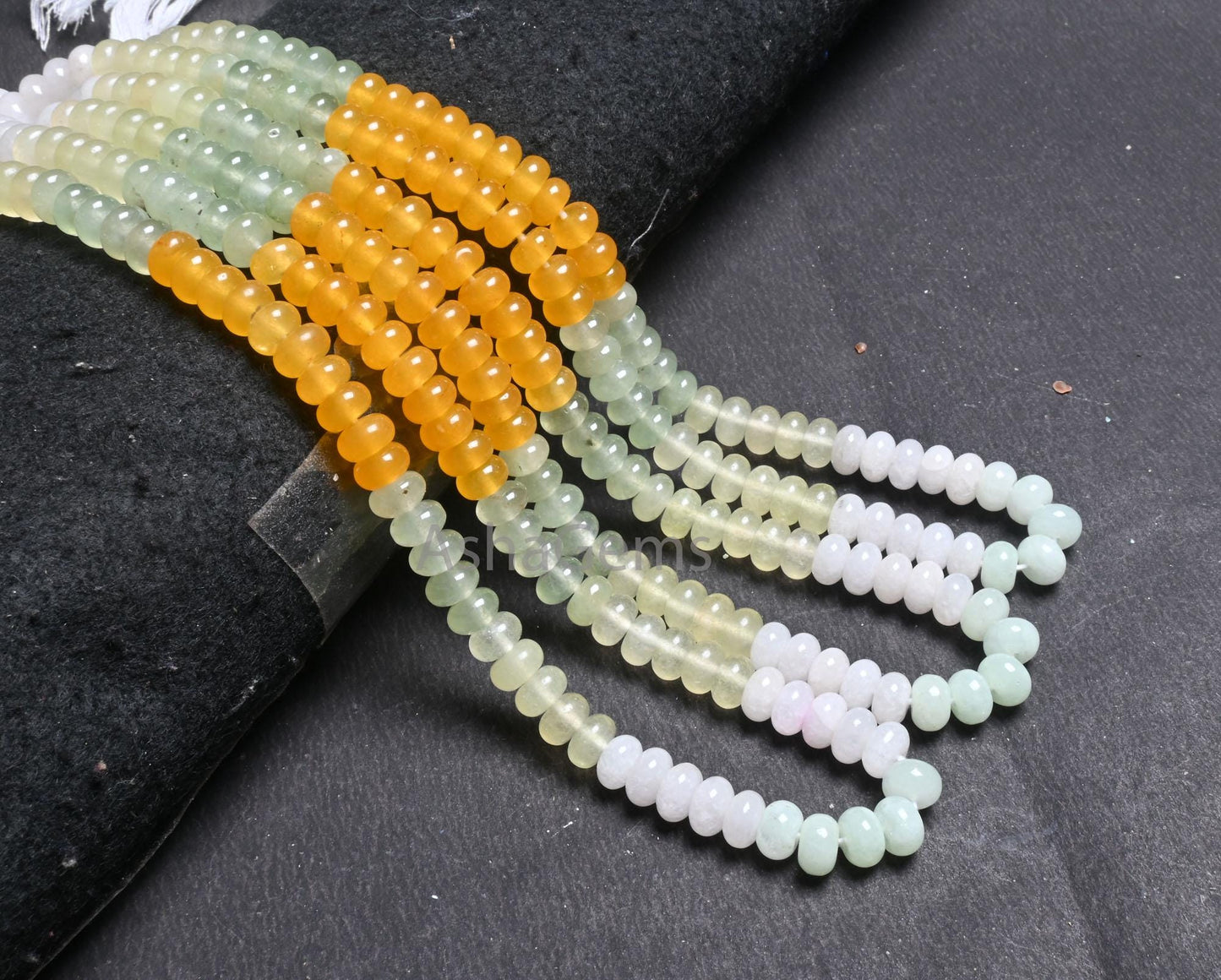 8 mm Beautiful Multi Color Quartz Smooth Rondelle Gemstone Beads, Shaded Yellow Lemon Green, White Mix Color Jade Quartz Beads Jewelry SALE (AG 12310)
