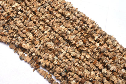 34 Inch Strand natural Picture Jasper Uncut chip Beads, Brown jasper Smooth Raw Rough Polish Gemstone Beads Picture Jasper Bead Jewelry SALE