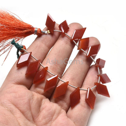 AAA Quality Red Onyx Faceted Rhombus Shape Beads,9-18 mm Red Onyx Fancy Flat rhombus Side Drill Gemstone Briolette Beads Jewelry Crafts SALE