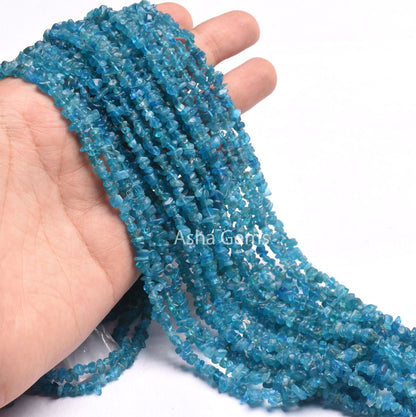 Neon Blue Apatite Uncut Chip Beads,34"Strand Natural Apatite beads, Neon Apatite Smooth Raw Rough Tiny Uneven Gemstone Beads Jewelry Makings
