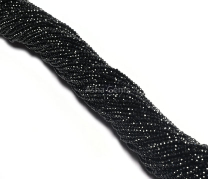 13" Beautiful Natural Black Spinel Micro Cut Rondelle Faceted Gemstone Beads 2 mm AAA Quality Faceted Beads Jewelry Making Spinel Bead Tiny (AG 15172 c)