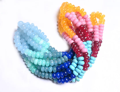 8mm Beautiful Mix Color jade Quartz Smooth Rondelle Beads, Fine Rainbow Disco Color Quartz Multi Shaded Gemstone Colorful Beads Jewelry SALE (AG 12315 )