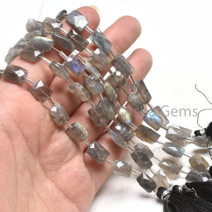 Natural Fire Labradorite Faceted Rectangle Gemstone Beads Flashy Labradorite Fancy Chicklet Shape Briolette Straight Drill Bead Jewelry SALE