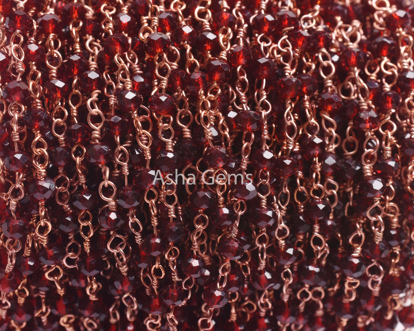Beautiful Red Garnet Hydro Beads Faceted Rondelle Rosary Chain 1,10,50 Feet Rose Gold Plated Beaded Handmade Chain Jewelry Making Handicraft