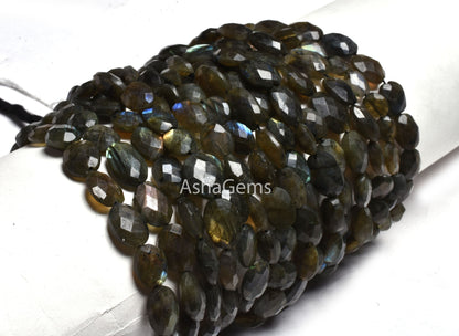 10" Strand labradorite Oval Beads, Multi Flash Labradorite Faceted Oval Briolette bead, Black Rainbow Beads Labradorite For Jewelry Making