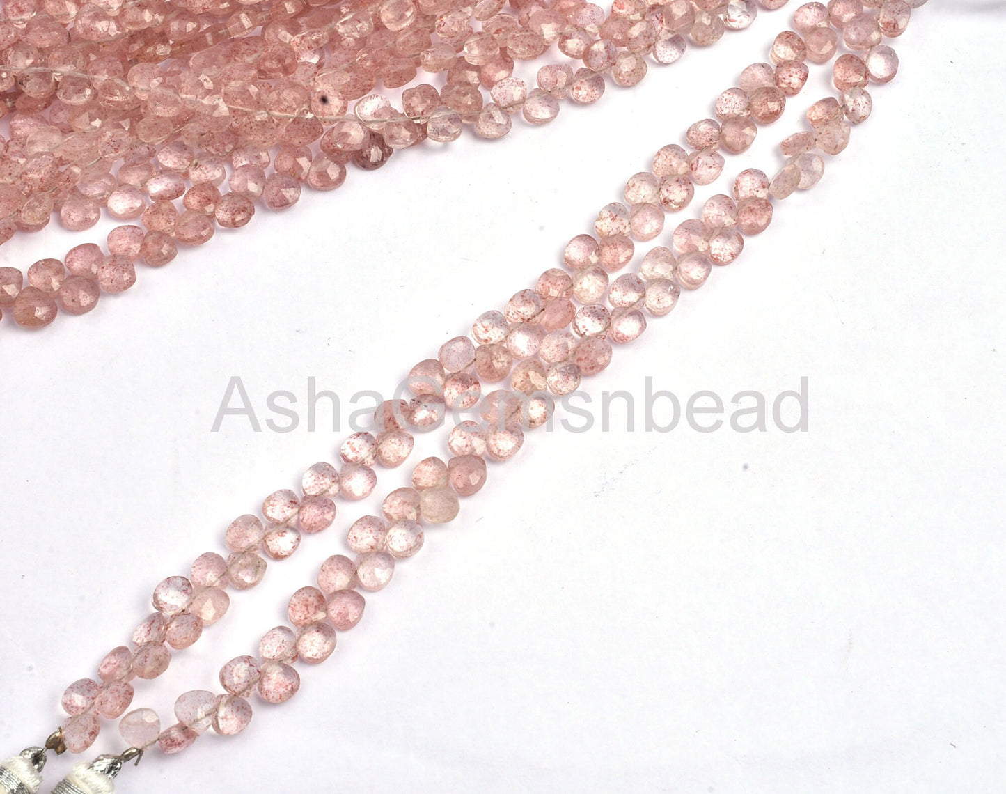 5 mm Beautiful Pink Strawberry Quartz Faceted Heart Shape Gemstone Beads, AAA Natural Strawberry Quartz Tiny Heart Briolette Beads Jewelry