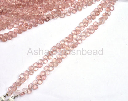 5 mm Beautiful Pink Strawberry Quartz Faceted Heart Shape Gemstone Beads, AAA Natural Strawberry Quartz Tiny Heart Briolette Beads Jewelry