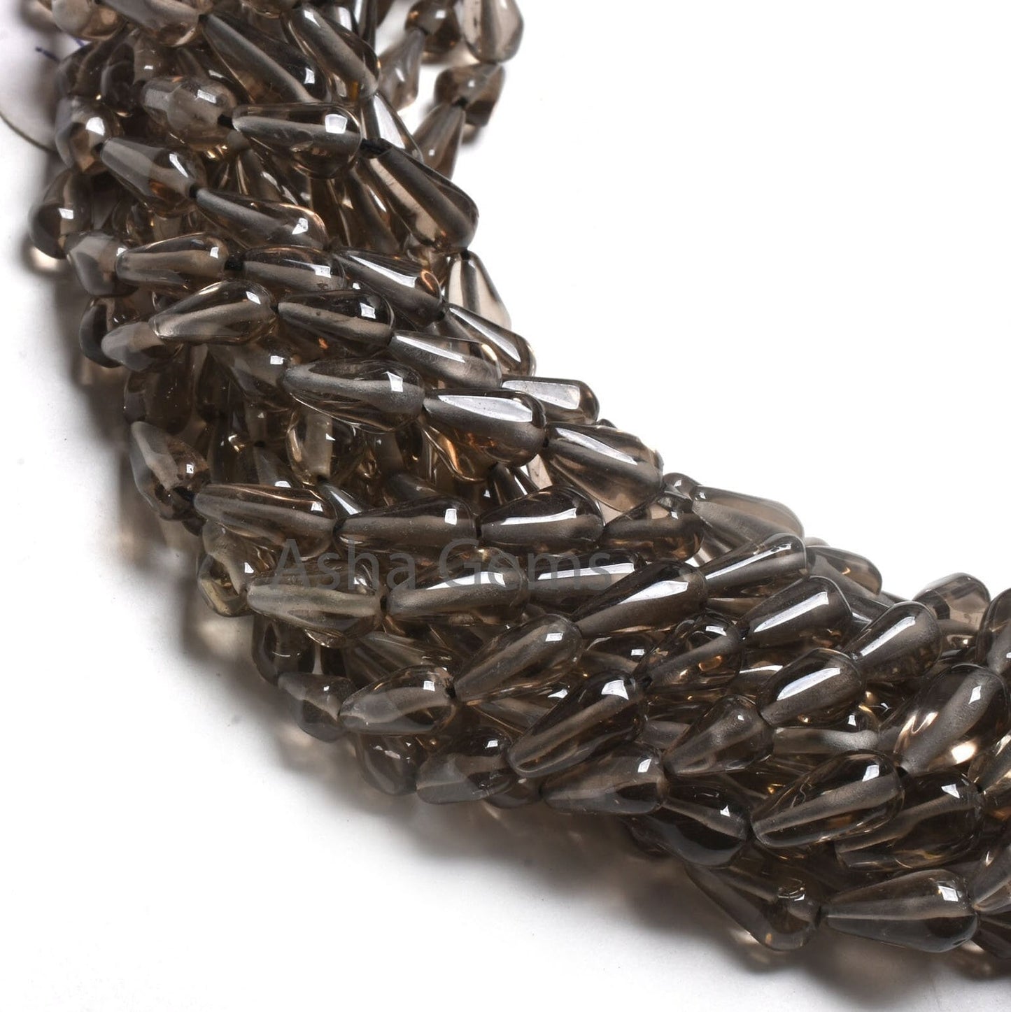 Beautiful Smoky Quartz Smooth Drops Shape Beads, Natural Smoky Straight Drill Teardrop Beads, Smoky Handmade Gemstone Loose Beads,14" Strand