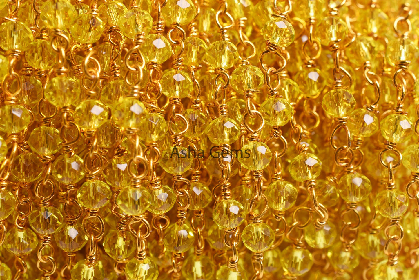 Beautiful Lemon Quartz Hydro Rondelle Faceted Beads Rosary Chain Gold Silver Gunmetal Copper Plated Wire Wrap Bulk Chain Jewelry Making SALE