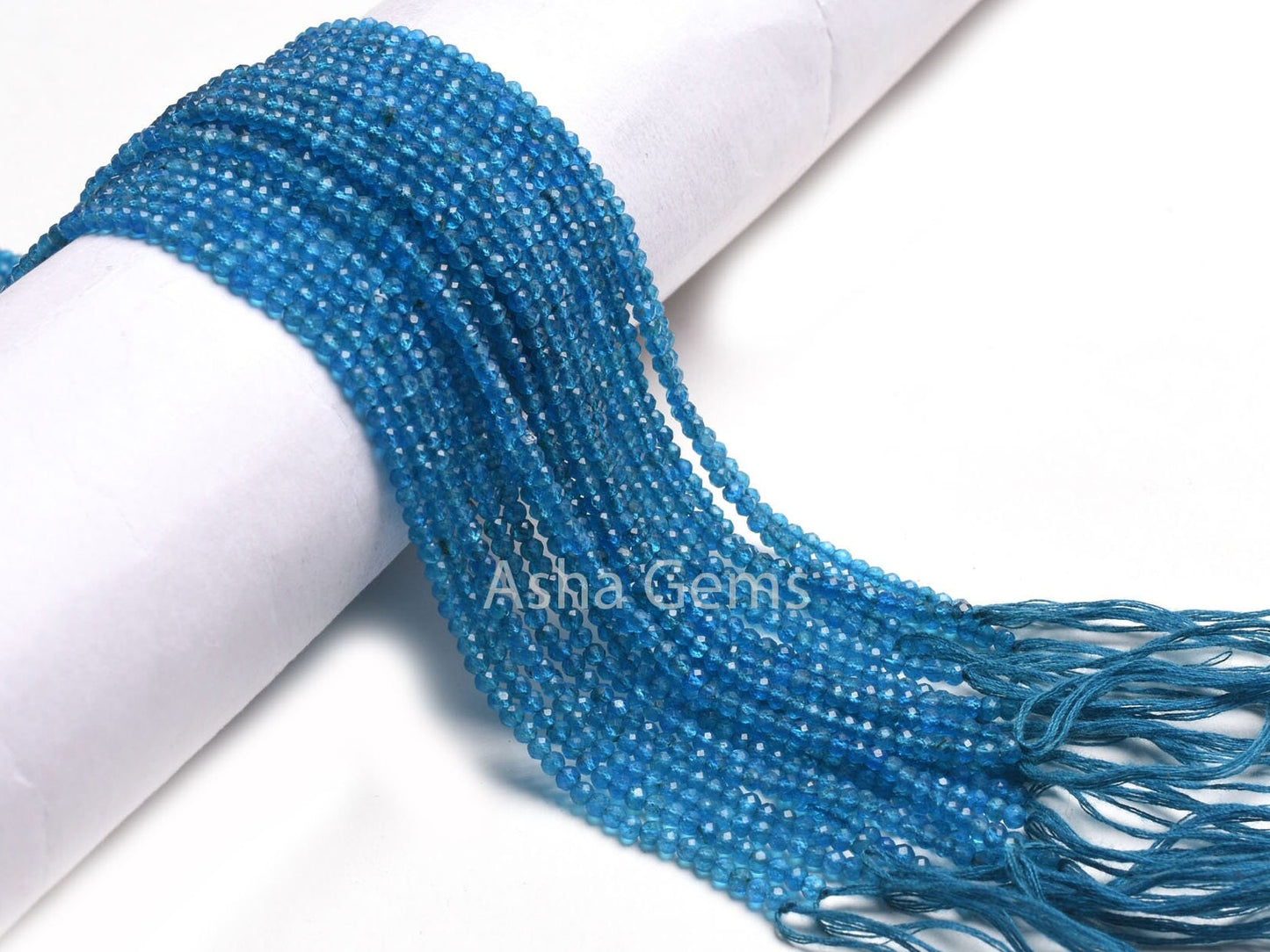 Super Top Quality Neon Apatite Micro Cut Beads,2.75mm AAA++ Apatite Faceted Machine Cut Rondelle Gemstone Beads, Neon Blue Apatite Bead SALE