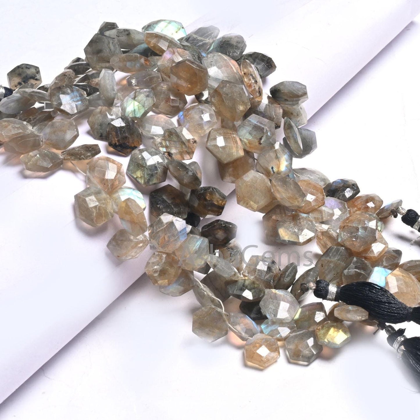 Natural Flash Labradorite Fancy Hexagon Shape Gemstone Beads,8" Multi Fire labradorite Faceted Checker cut Briolette Bead Jewelry Craft SALE