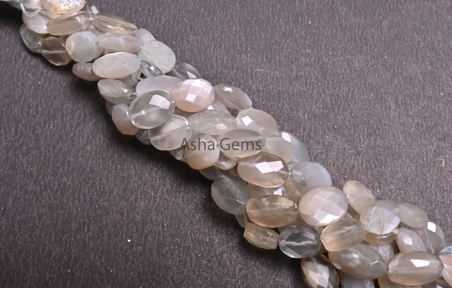 Beautiful Grey Moonstone faceted Oval Shape Beads,9" Strand Natural Moonstone Briolette Oval Beads, grey Moonstone Oval Gemstone Beads Craft