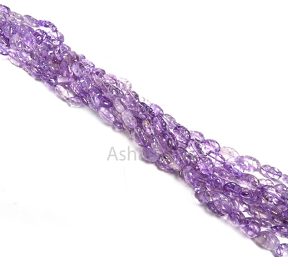 Natural Amethyst Smooth Oval Shape Carving Handmade Beads, Fine Shaded Purple Blue Amethyst Carved Oval Gemstone Amethyst Bead Jewelry SALE