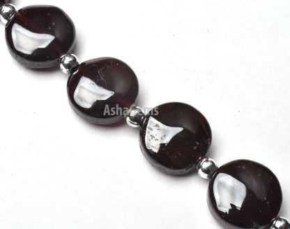 8"Strand Natural Red Garnet Coin Shape Beads,9.50- 11 mm Garnet Smooth Coin Beads, Loose Gemstone Beads Handmade Garnet Beads For Jewelry