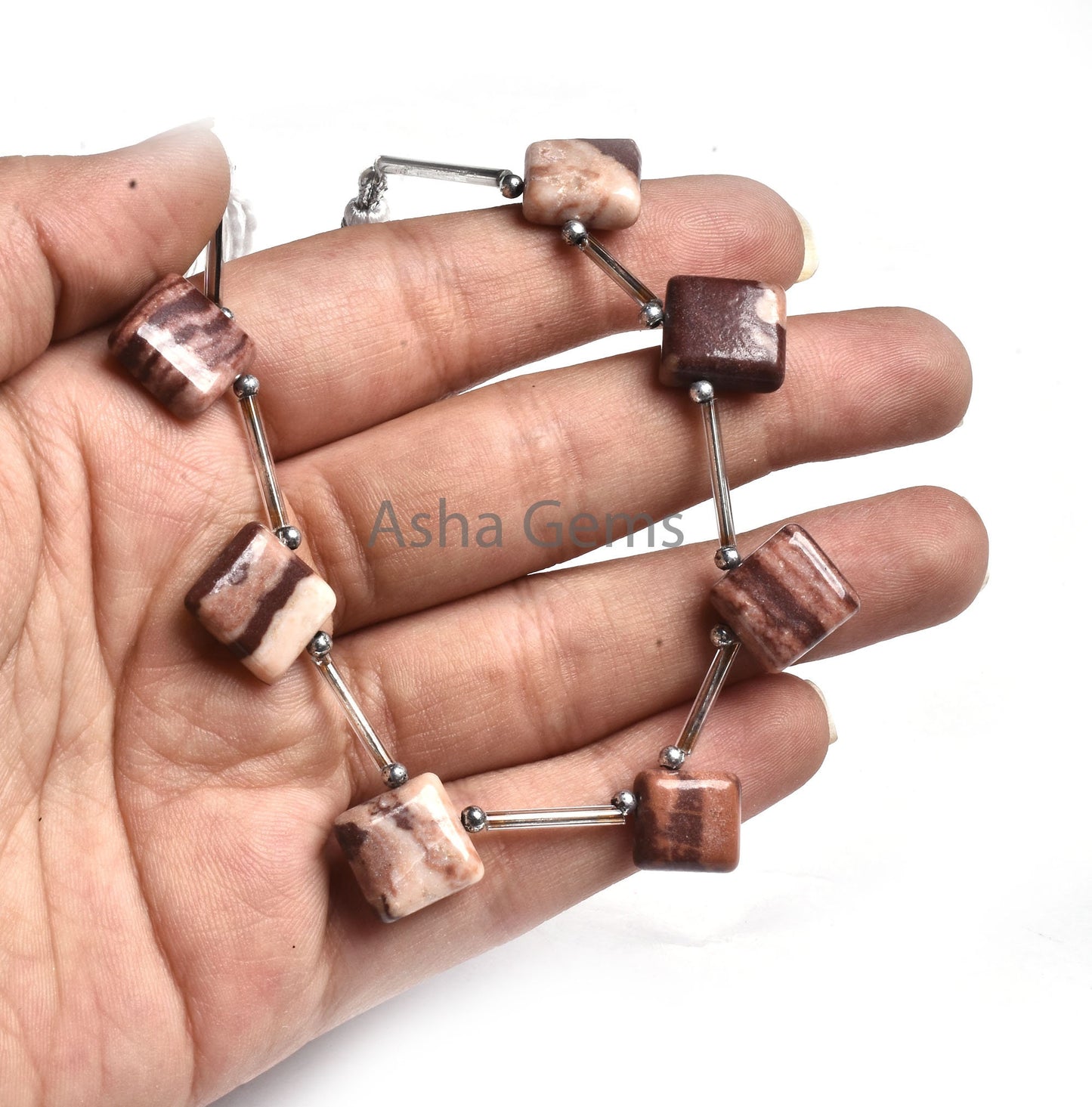 Beautiful Brown Jasper Fancy Square Side Drill Beads,5 Piece Strand Natural Picture Jasper Smooth Handmade Square Gemstone Bead Jewelry SALE