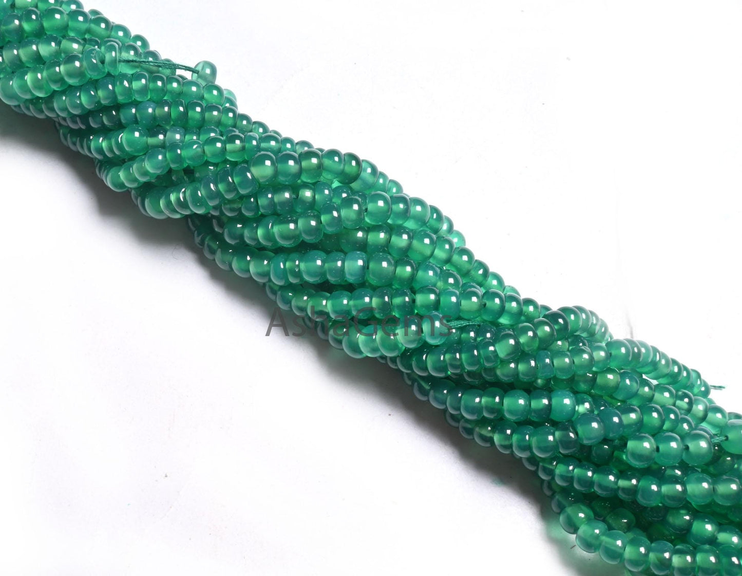 16" Beautiful Green Onyx Smooth Rondelle Gemstone Loose Beads,3.5,4mm Onyx Beads, AAA Green Onyx Plain Roundelle Handmade Bead Jewelry Craft