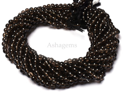 Natural Smoky Quartz Smooth Round Ball Shape Beads,Beautiful Smoky Plain Round Beads,13 Inch Strand, Smoky Gemstone Beads Jewelry Craft SALE