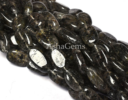 Amazing Black Dot Quartz Smooth Uneven Oval Shape Gemstone Beads, Black Dot Quartz Plain Oval Beads, Quartz Handmade Loose Beads For Jewelry