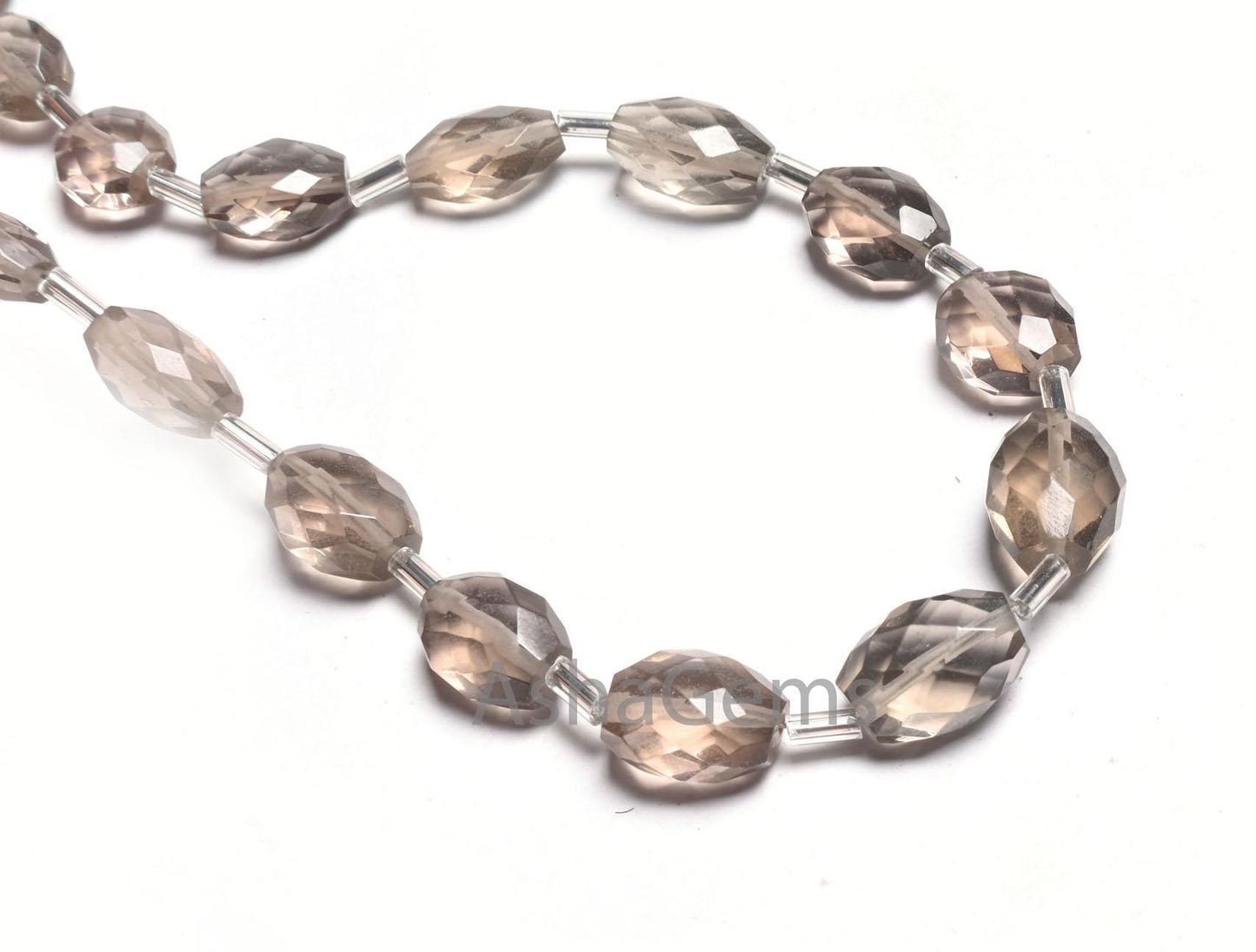 Beautiful Light Grey Quartz Hydro Fancy Puff Oval faceted Beads,10"Smoky Color Grey Hydro Oval Briolette Checker Cut Bead Jewelry Craft SALE
