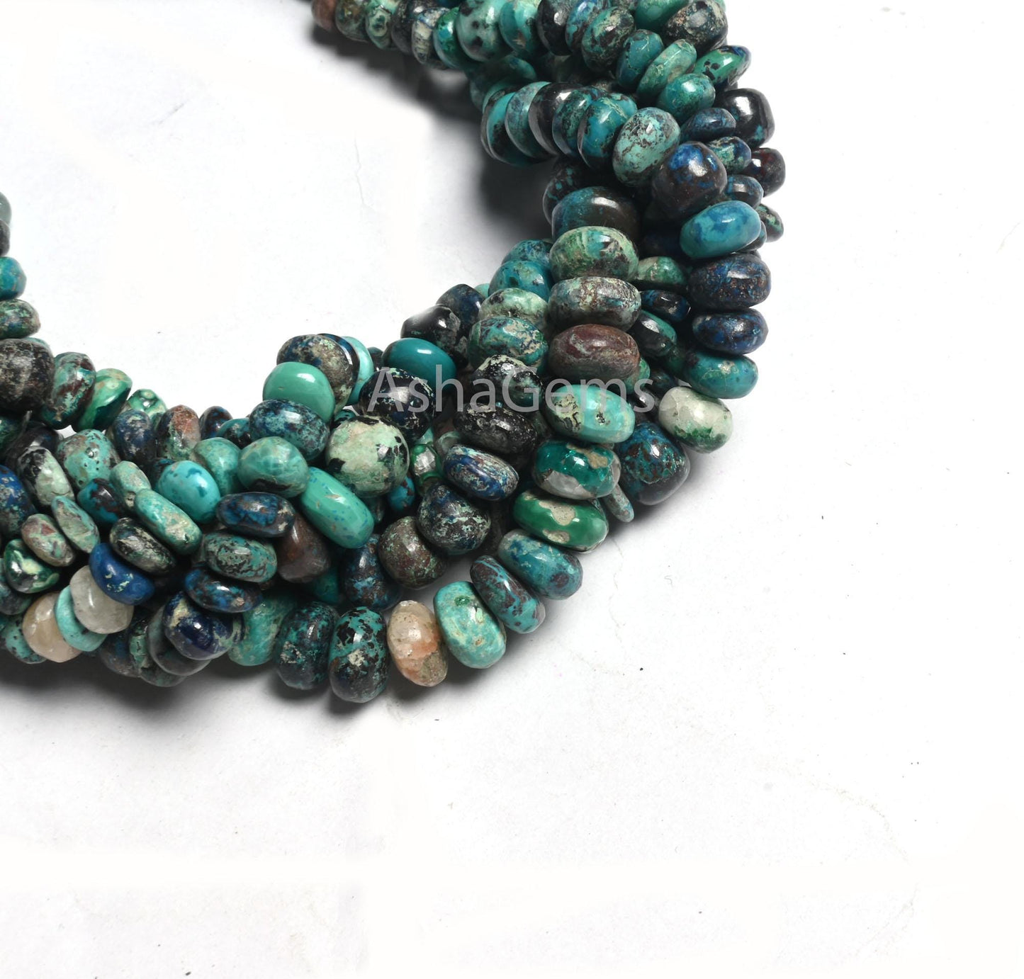 Natural Chrysocolla Smooth Rondelle Shape Gemstone Loose Beads,9" Blue chrysocolla Plain Handmade beads, Chrysocolla Bead Jewelry Craft SALE