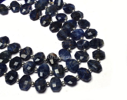 Beautiful AAA Sodalite Faceted Fancy Oval Shape Beads,8.5-12mm Natural Blue Sodalite Step Cut Oval T Drill Gemstone Bead 8" Sodalite Jewelry