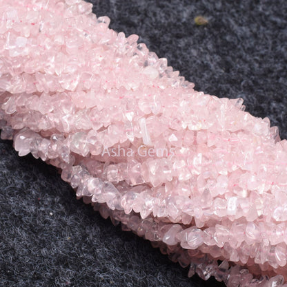 Fine Natural Rose Quartz Uncut Chips Raw Gemstone Beads,34"Strand pink Rose Quartz Smooth tiny Nugget Rough Beads, Rose Quartz Bead Jewelry
