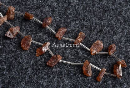 Beautiful Brown Hessonite Uneven Shape Rough Unpolish Beads, Natural Hessonite Garnet raw Long Stick Gemstone Beads Mineral, Healing Crystal