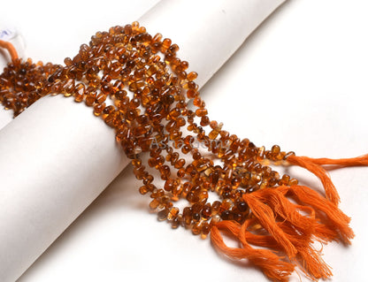 13" Strand Natural Yellow Citrine Quartz smooth Drops Shape Beads, Dark Honey Yellow Citrine Plain Handmade Uneven Teardrop Side Drill Beads