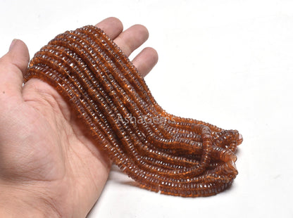 Natural Hessonite Garnet Faceted Heishi Tyre Beads,16" Hessonite Beads, Brown Hessonite Flat Wheel Shape Gemstone Bead Jewelry Making Crafts