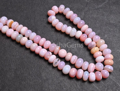 Beautiful Pink Opal Smooth Rondelle Shape Beads, Fine Shaded Pink Opal Plain Handmade Gemstone Loose Bead Pink Opal Bead jewelry making SALE