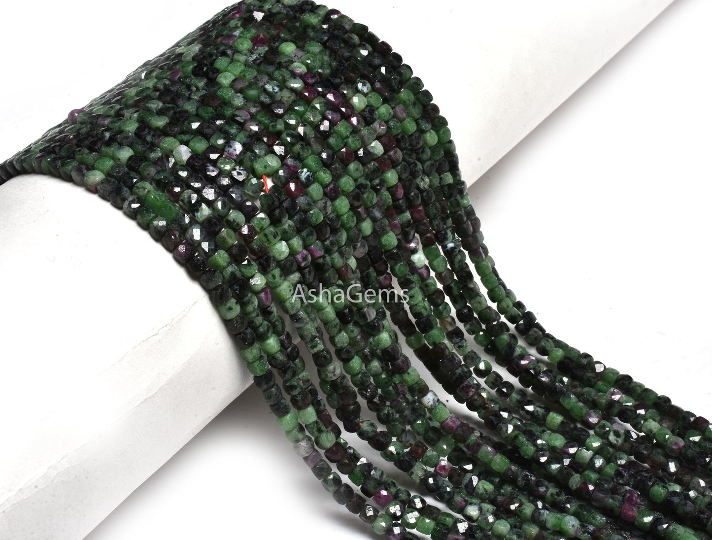 Beautiful Ruby Zoisite Faceted Cube Box Beads, Natural Ruby Zoisite 3D Cube Box Beads,Green Ruby Zoisite Faceted Bedas Tiny, Jewelry Crfats